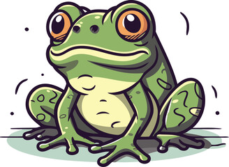 Fototapeta premium Frog cartoon vector illustration. Isolated on a white background.