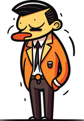 Smiling man in a jacket. Vector illustration in cartoon style.