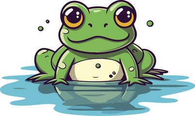 Frog cartoon. Vector illustration isolated on white background. Cute frog.