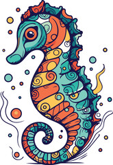 Obraz premium Hippocampus seahorse. Hand drawn vector illustration.