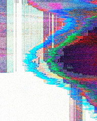 Glitch camera effect. Retro VHS background. Old video template. No signal. Static TV noise, bad TV...