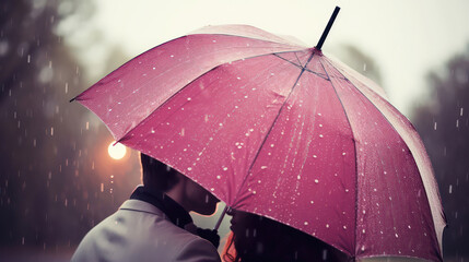 Pink umbrella artwork. Love concept, generative ai