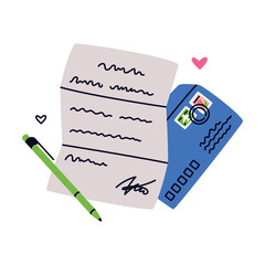 Letter Receive and Send with Envelope and Postage Stamp Vector Illustration