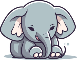 Obraz premium Cute Elephant Cartoon Mascot Character Vector Icon Illustration Design