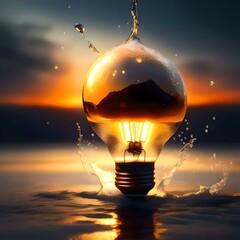 light bulb in the sunset