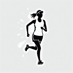 Fototapeta na wymiar Silhouette of a running man or jogger or sprinter generative ai