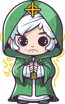 recommend clip art: Cute cartoon christmas elf with sad face. Vector clip art.