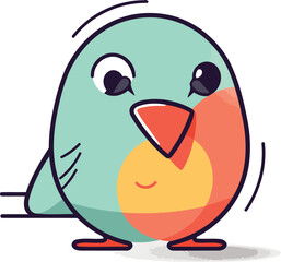 Obraz premium Cute cartoon bird. Vector illustration. Isolated on white background.