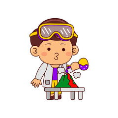 cute scientist boy cartoon character vector illustration