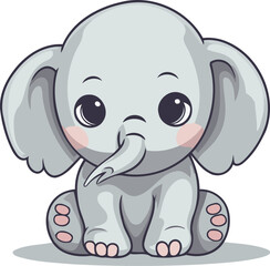 Obraz premium Cute baby elephant isolated on a white background. Vector illustration.