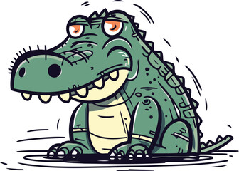 Cartoon crocodile. Vector illustration of a cute crocodile.