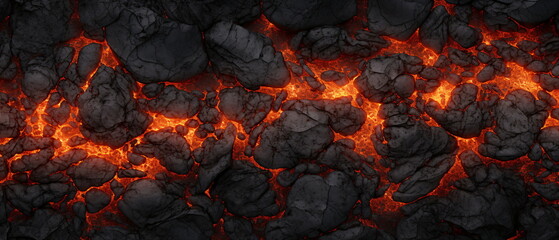 molten lava texture for the background. Burning Floors concept of Armageddon or Hell. Fiery Lava and rock backdrop with atmospheric light grunge texture Wide banner. Generative ai - obrazy, fototapety, plakaty