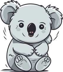 Fototapeta premium Cute cartoon koala sitting on white background. Vector illustration.