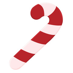 Fototapeta na wymiar Mint hard candy cane striped in Christmas colours isolated on a transparent background.
