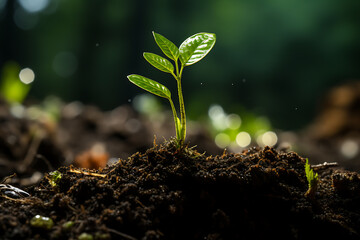 Young Plant Growing In Sunlight