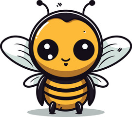 Obraz premium Cute bee character cartoon vector illustration. Isolated on white background.