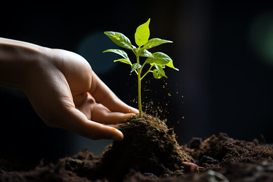 Young Plant Growing In Sunlight