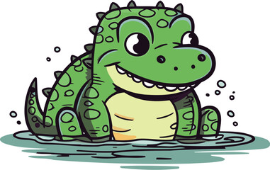 Obraz premium Cartoon crocodile. Vector illustration isolated on a white background.