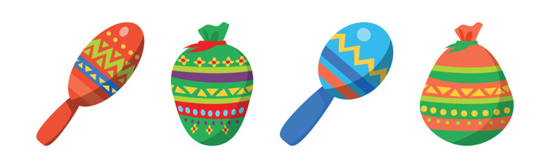 Mexican Holiday with Bat and Pinata Toy Vector Set