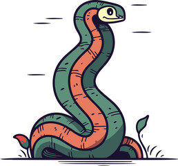 Obraz premium Cartoon snake. Vector illustration of a snake. Cartoon snake.