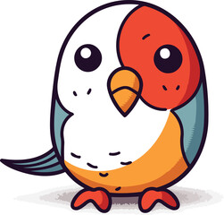 Obraz premium Cute cartoon parrot bird. Vector illustration isolated on white background.