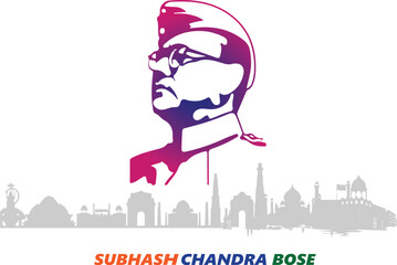 Obraz premium Vector illustration of Netaji Subhas Chandra Bose Jayanti, 23 january, freedom fighter of India.