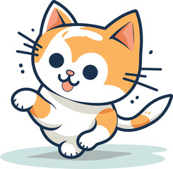 Obraz premium Cute cartoon cat. Vector illustration isolated on a white background.