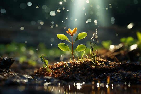 Young Plant Growing In Sunlight