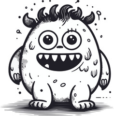Fototapeta premium Funny monster with big eyes. Vector illustration in sketch style.