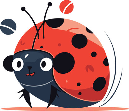recommend clip art: Cute ladybug on a white background. Vector cartoon illustration.