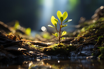 Young Plant Growing In Sunlight