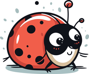 Cute ladybug isolated on white background. Vector illustration in flat cartoon style.