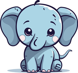 Obraz premium Cute cartoon elephant. Vector illustration of a cute little elephant.
