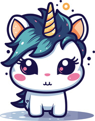 Fototapeta premium Cute cartoon unicorn. Vector illustration isolated on a white background.