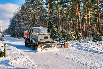 Snow Clearing in the City Park