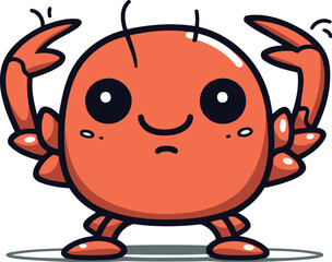 Obraz premium Cute cartoon crab. Vector illustration. Isolated on white background.