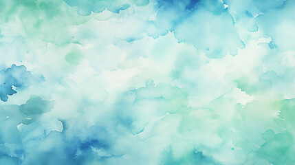 Obraz premium Serene Sky: A Watercolor Render of a Blue Cumulus Clouds Painting