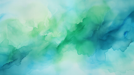 Fototapeta na wymiar Vibrant Azure Sky and Aqua Watercolor Artwork