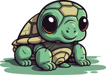 Fototapeta premium Cute cartoon turtle isolated on white background. Vector illustration. Eps 10.