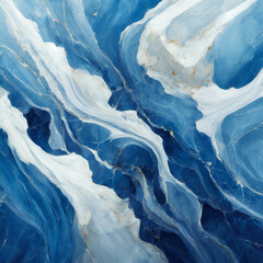 Obraz premium Blue abstract marble marbled stone ink liquid fluid painted painting texture luxury background banner - White petals