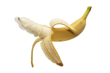 Banana with condom - obrazy, fototapety, plakaty