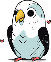 Obraz premium Cute cartoon parrot. Vector illustration isolated on white background.