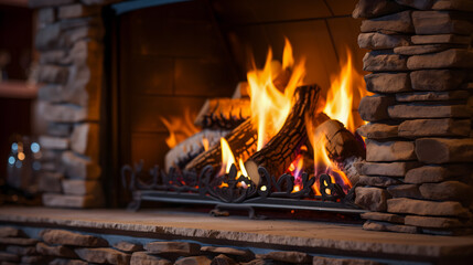 Un feu de cheminée créant une ambiance chaleureuse.