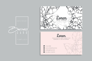 business card template set with flowers	
