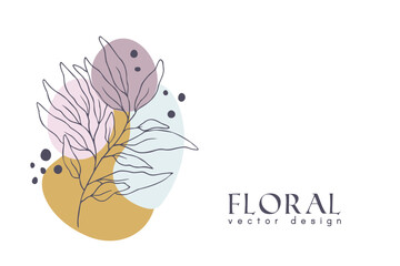 Collection of hand drawn spring flowers and plants. Monochrome vector illustrations in sketch style.	
