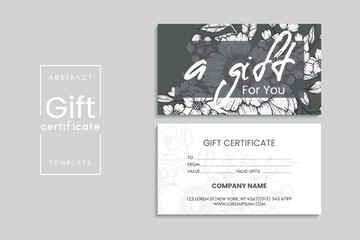 Set of colorful gift cards template. Modern style vector illustration of flowers for saloon, gallery, spa, shop. Gift voucher