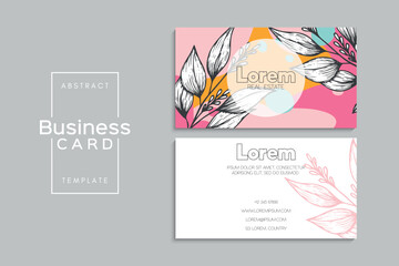 business card template set with flowers