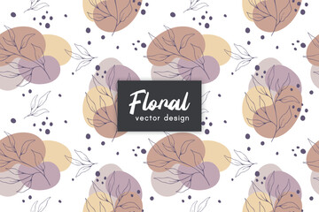 eamless pattern with hand drawn abstract shapes and floral elements. Vector illustration. background design template	