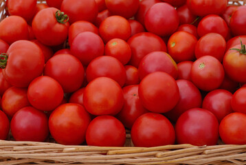 A bunch of red tomatoes.