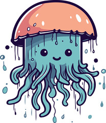 Cartoon jellyfish. Vector illustration isolated on a white background.